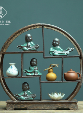 极速实木展示柜玄关桌博古架中式办公室摆件客厅电视柜子家具软装