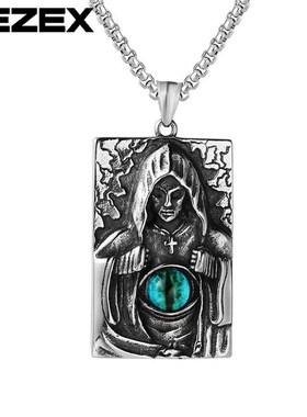 -P0214-NK01 Personality Retro Wizard Ghost Eyeball Mens Tit