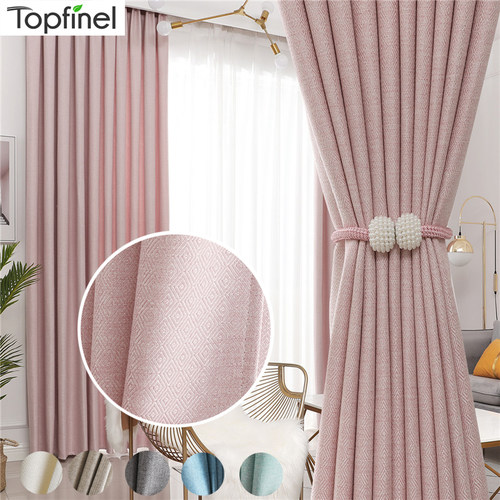 Grey Pink Blackout Curtains in the  Living Room Window Linen