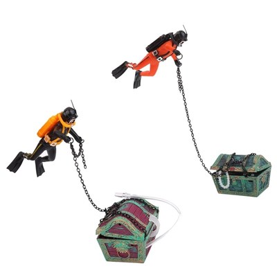 M珠宝箱沉船鱼缸装饰摆件增氧装饰品海底鱼缸造景摆件潜水员