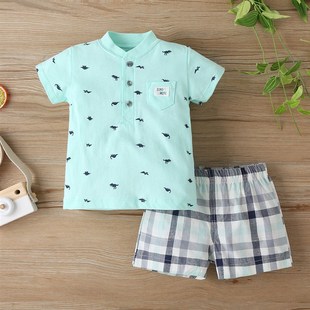 Short Sleeve Print T-Shirt+Shorts Baby Boy Summer Clothes Se