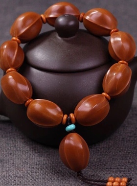 小籽素核手工雕刻橄榄核灯笼珠手串橄榄核老油核文玩男女手链把件