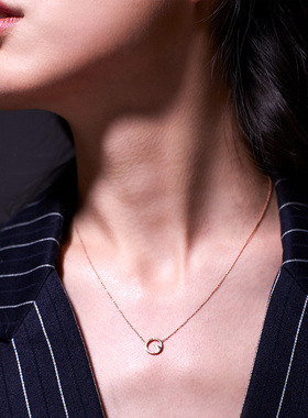 520我爱你K金项链玫瑰金送女友礼物精致锁骨链百搭创意饰品