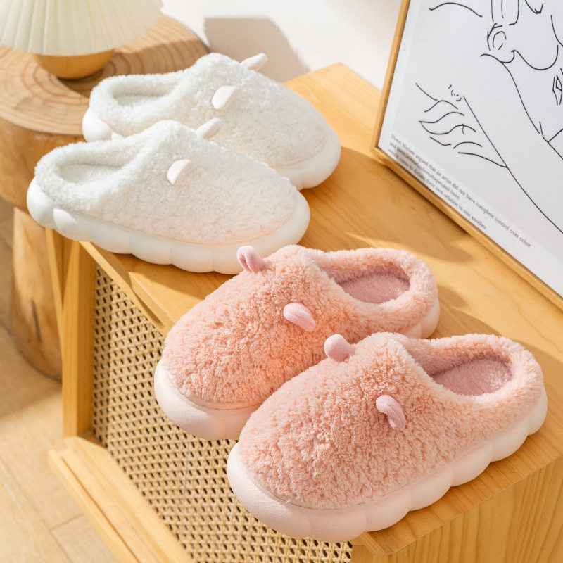 极速棉拖鞋女冬季室内秋冬居家居卡通保暖情侣毛绒厚底可爱拖鞋男