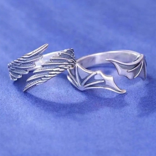 Angel Demon Wing Couples Rings For Women Men Matching Best F