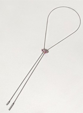 项链女新款设计感抽绳轻奢晶体小众配饰链2022饰品毛衣可调节kvk