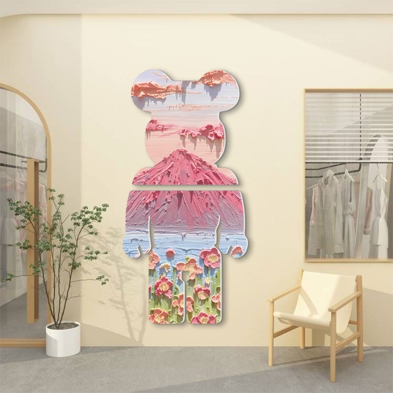 现货速发拍照区布置服装店氛围装饰奶茶店咖啡店熊墙贴户外摆件