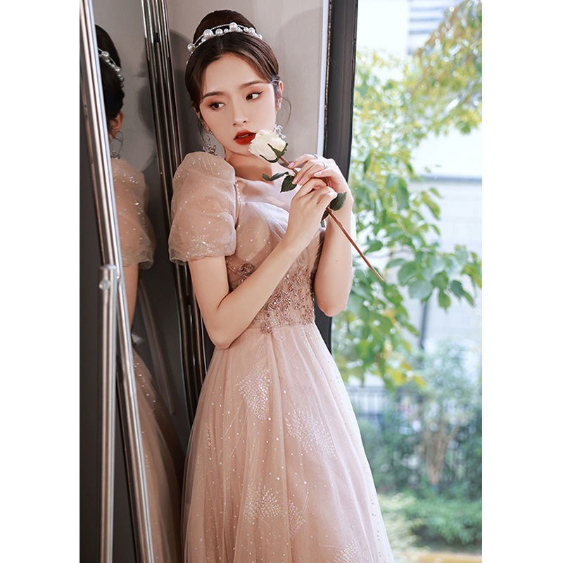 现货速发艺考主持人晚礼服2025新款香槟色高端宴会公主气质婚礼成
