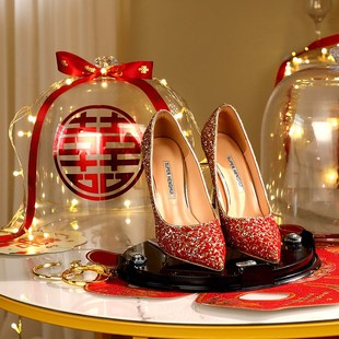 快速发货婚鞋 盒套圈带锁结婚接z亲游戏道具盒子婚庆礼堵门水晶盒