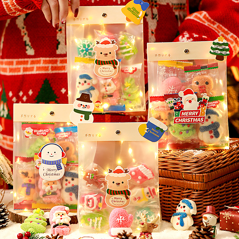 2025新款圣诞糖果礼袋创意派对棉花糖软糖高颜值棒棒糖零食大礼包