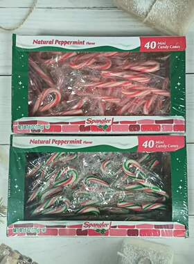 美国进口Spangler圣诞节新年节日礼盒装拐杖糖彩虹味硬糖零食糖果