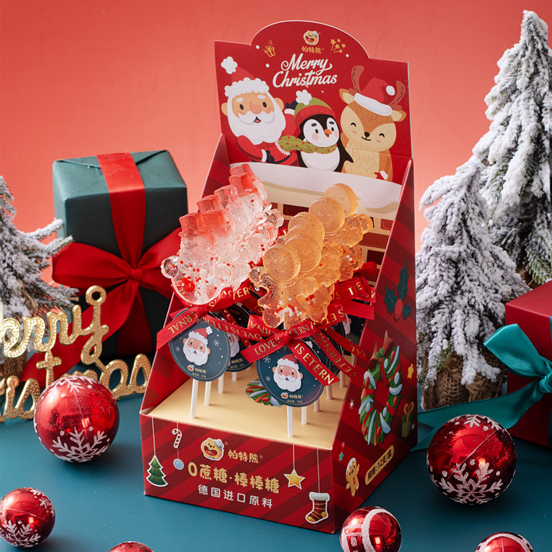圣诞节糖果棒棒糖无糖高颜值立体雪花姜饼照片糖休闲零食糖果礼品