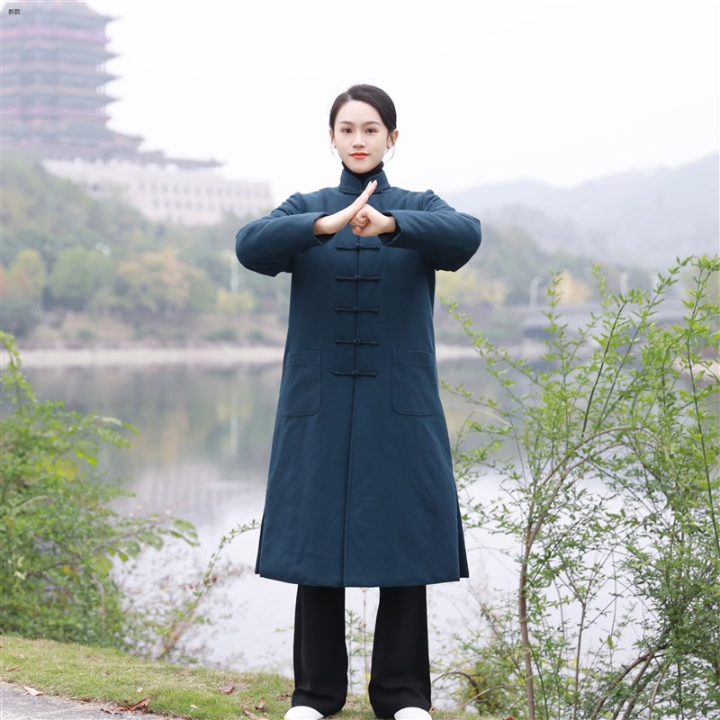 速发冬季太极服男加棉加厚长版棉袄太极拳练功服单件