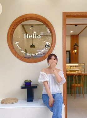 速发笑脸英克Heo你 好文莱因蓝咖啡服装店玻璃贴纸