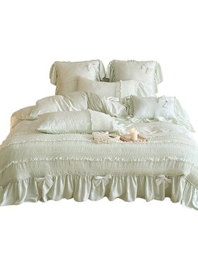 速发61K少心夏季80支兰精天丝浪件漫四套荷叶花边凉感丝滑床上