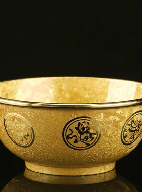 速发铜碗纯铜结杯神佛家用加厚斋碗八吉祥八供供水晶油碗油灯供台