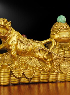 速发铜虎摆件纯铜屋宝盆招财进宝福虎房聚东北缺角补角客厅装饰