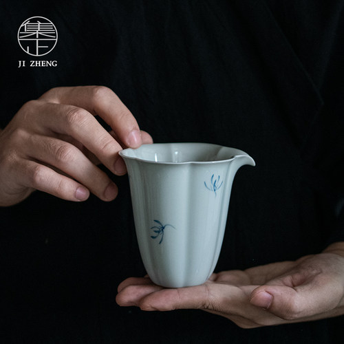 速发集瓷 手绘兰花茶道杯 日式家用功夫公具茶道均杯陶正分茶器茶
