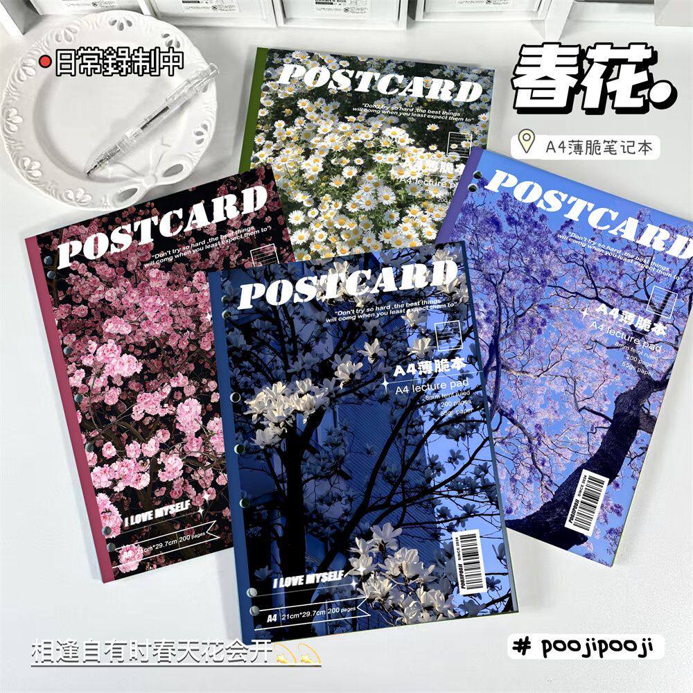 春花薄脆本学生考研刷题本高颜值ins风笔记本A4横线活页本记事本