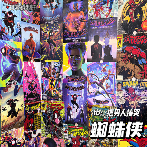 蜘蛛侠美式复古漫画海报周边平行宇宙SpiderMan彼得帕克墙贴贴纸