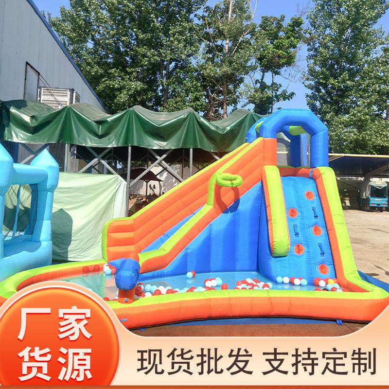 速发厂家批发牛津布充气城堡小型家用+室内外儿童蹦床小跳床滑梯