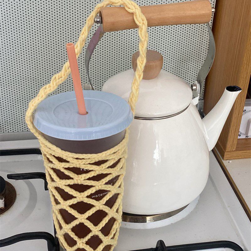 现货速发阿宝-自制韩风针织毛线彩色手工编织杯套便携隔热保温杯