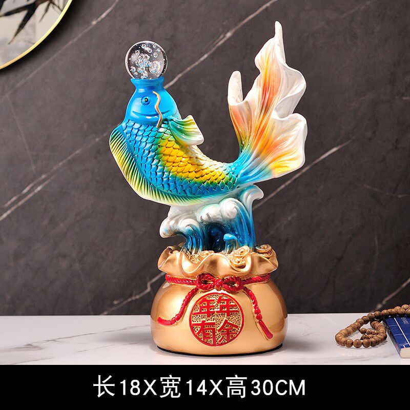 现货速发年年有余摆件新中式客厅玄关酒柜电视柜锦鲤鱼装饰品乔迁
