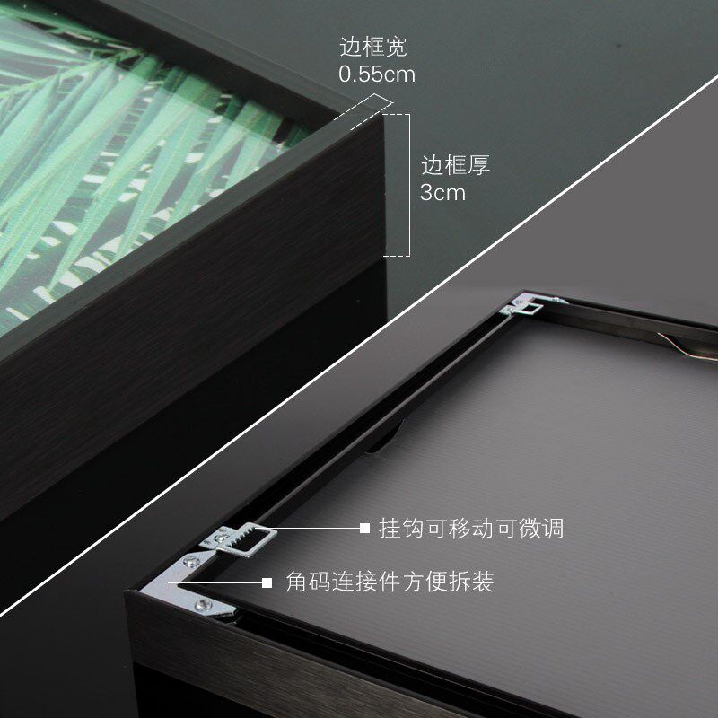 现货速发87黑色窄边画框4k拼图框海报框广告外框金属相框挂墙