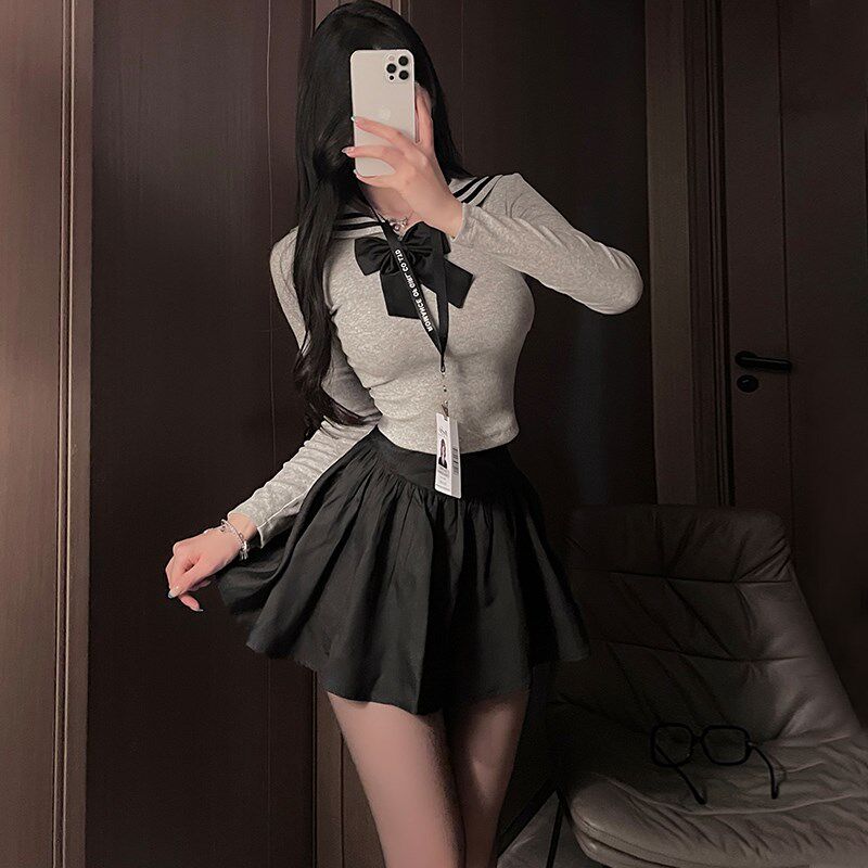 速发纯欲学生装主播跳舞俏皮火辣JK超短裙学院制服套装显腿长情侣