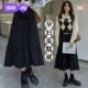 速发孕妇子身裙子蛋糕裙春秋款 外穿小半半托腹黑色纯棉秋冬季