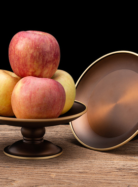 速发铜果盘高脚供盘供果果奉供盘上供的供盘家用黄铜佛前供盘观音