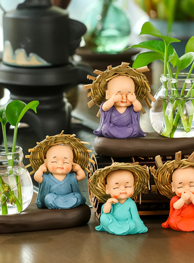 速发面意小和尚家居摆设客厅装摆品酒柜书房办公室工位桌创小饰件