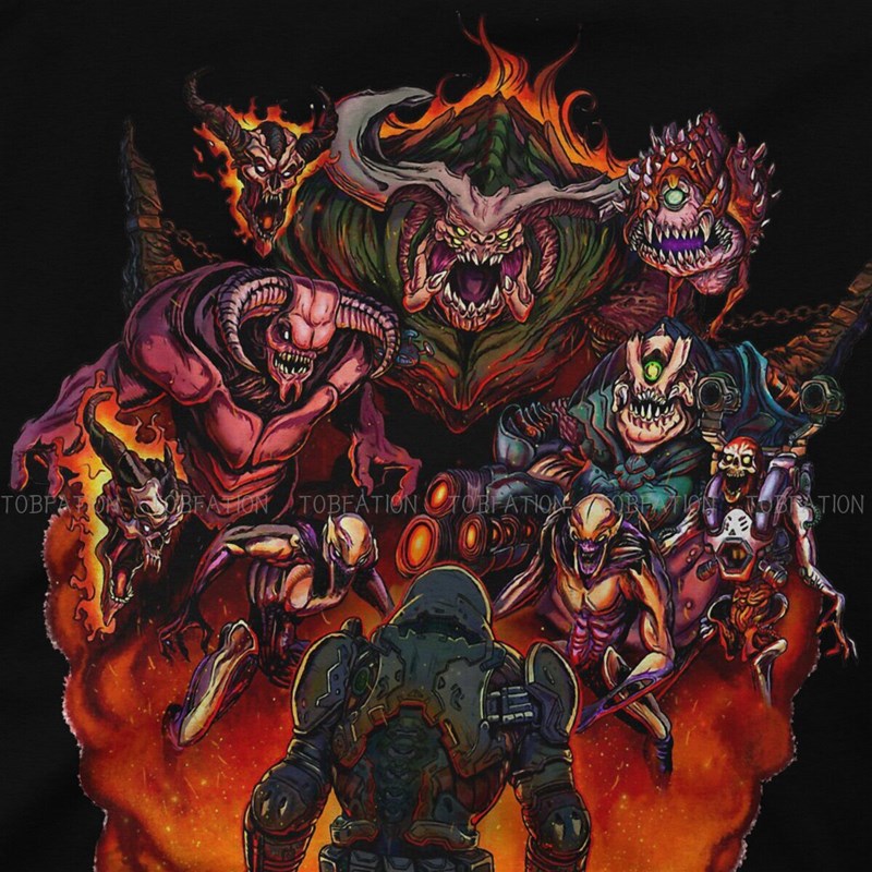 新品Doom Slayer Game Fight Like Hell  T Shirt Classic Graphi