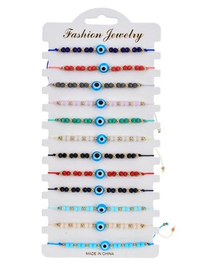 新品12pcs/set Turkey Blue Evil Eye Bracelet Women Handmade