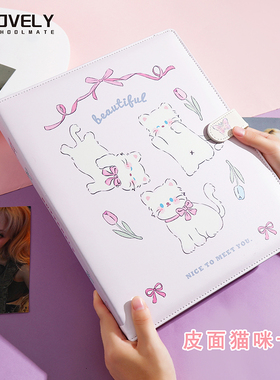 LOVELY a4皮质PU猫咪卡册九宫格收纳册3寸小卡拍立得明信片镭射票