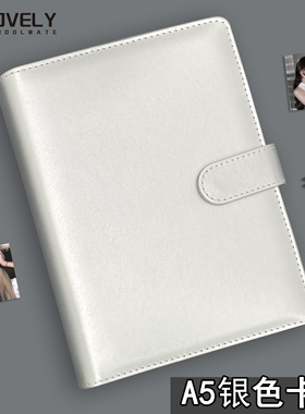 LOVELY 高级感银色a5卡册磁吸皮面拍立得内页3寸专辑小卡a8单格