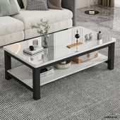 速发玻璃茶几客厅家公钢化轻奢办型室长方形茶桌小户用简约小茶几