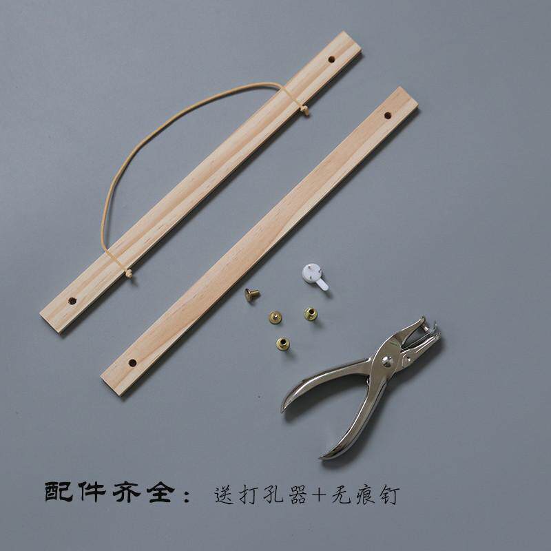 速发实木杆螺丝插画月历挂轴月计划表木质挂画木夹日程表挂墙夹条