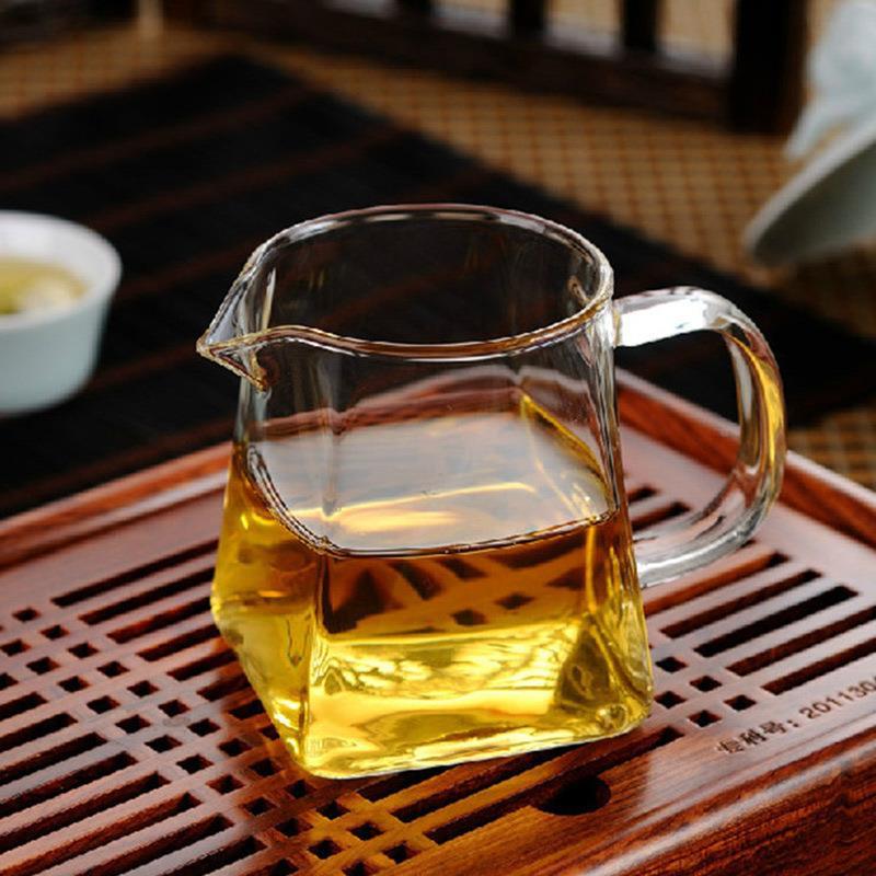 速发方形公茶杯玻璃公道杯公杯分茶器带茶漏茶海公杯功夫道具