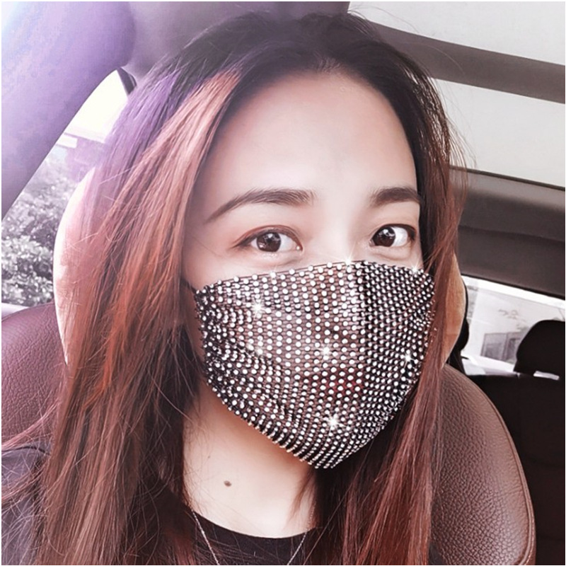 速发亮晶晶韩版闪钻镶钻面罩饰品性感时尚新款个性亮片面纱潮