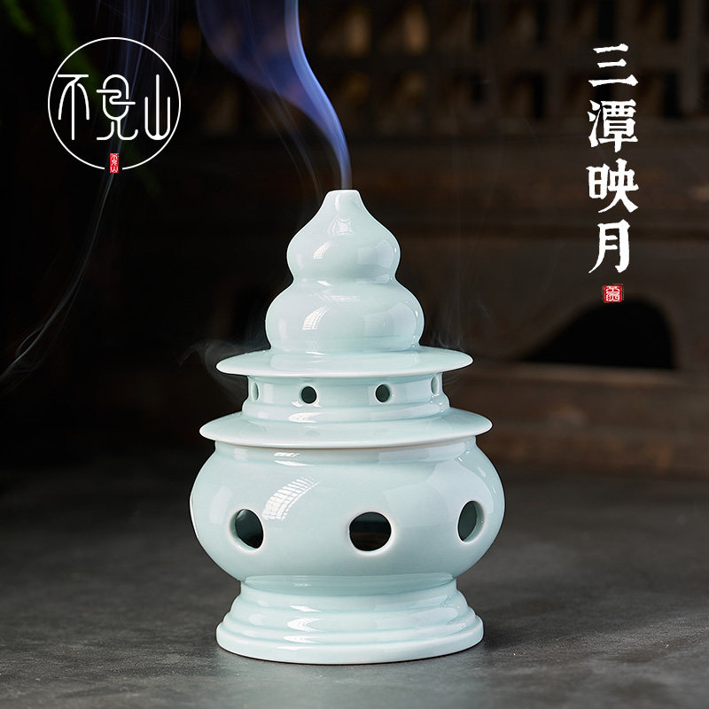 速发茶桌盘香用家炉室内中式创意摆件三潭映月青瓷陶瓷檀香沉香香,家居饰品,香薰炉,淘宝优惠券,粉丝福利购,淘宝优惠卷