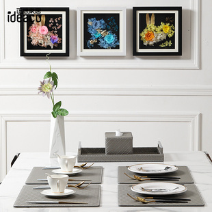 速发轻垫加厚皮革隔垫垫杯垫餐桌热 方形西餐奢碗垫盘垫防水防烫