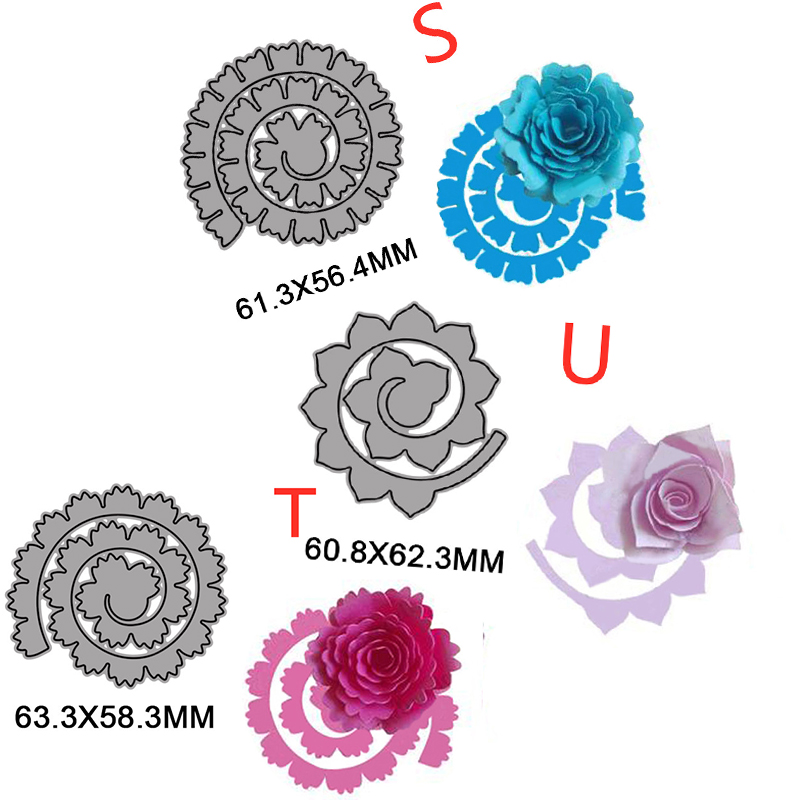 新品3D Spiral Flower Garland Metal Cutting Dies for DIY Scra