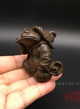 快速发货实心全铜逍遥金蟾青蛙摆件铜武士创O意铜青蛙茶艺茶宠铜