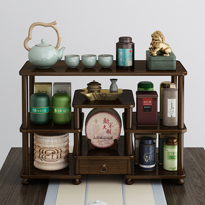 速发茶架物置子架台式博古架茶放收纳架茶叶杯置架杯架茶道茶壶摆