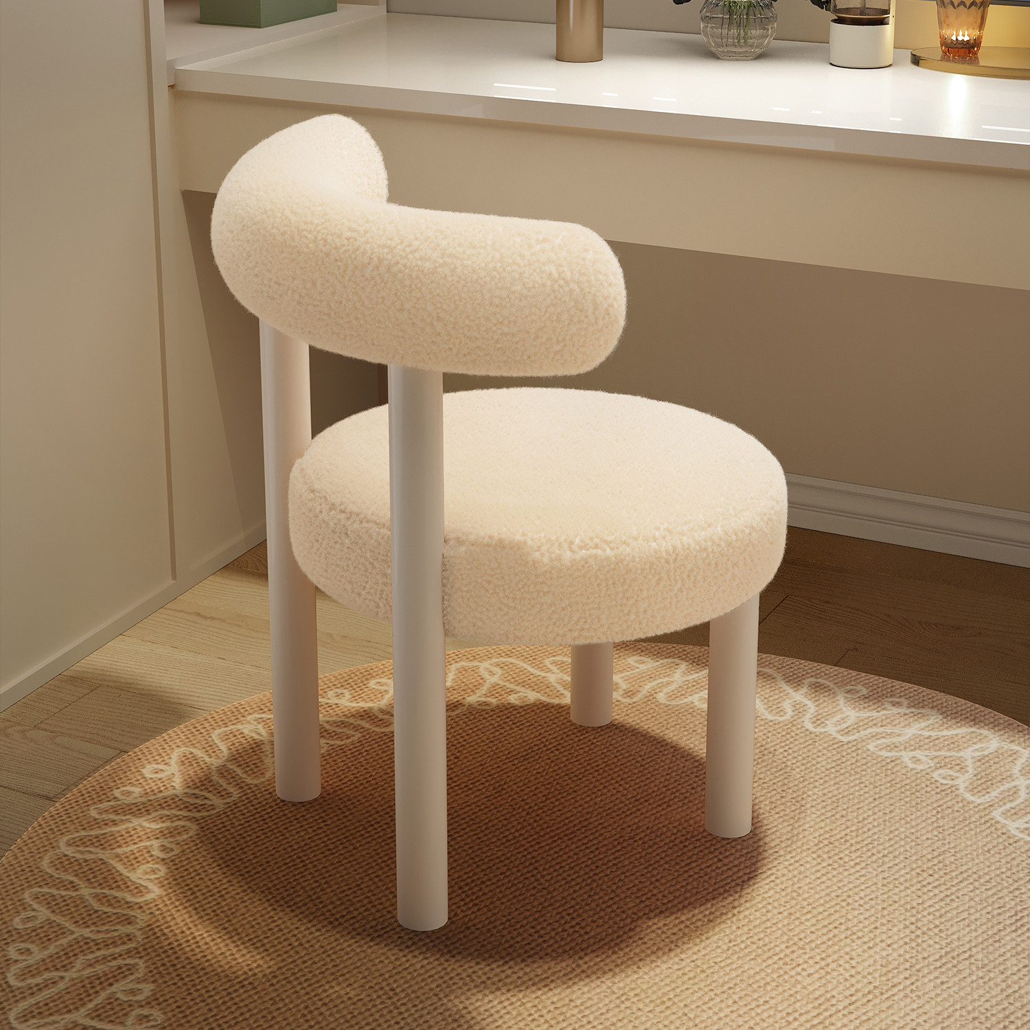 速发卧妆凳化妆椅梳妆台高子化妆凳子轻奢椅级感生化室公主美甲椅