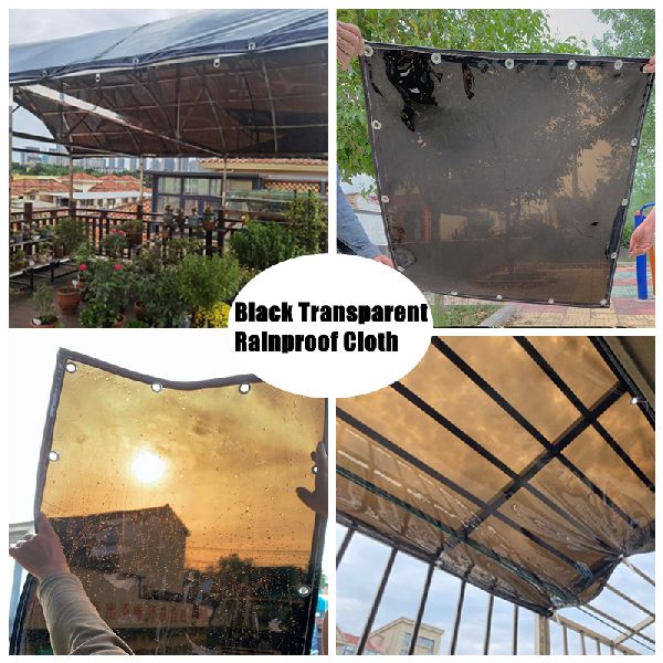 0.35 Thick Black Transparent PVC Rainproof Cloth Outdoor