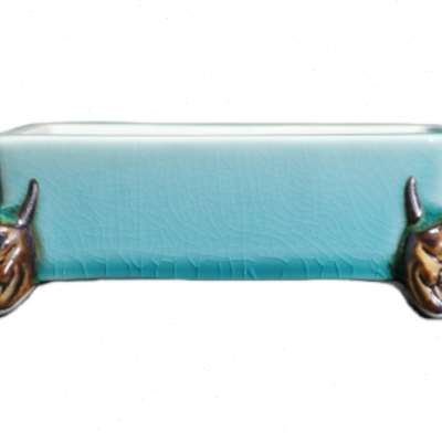 紫砂花盆日式鬼足鬼面夜叉陶瓷盆景马槽盆桌面长方形觅陶乡小盆