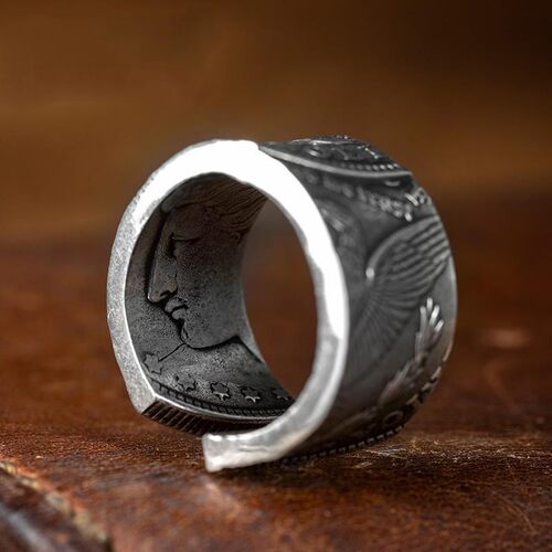 极速Handmade Coin Transformation Ring for men Retro Open Rin