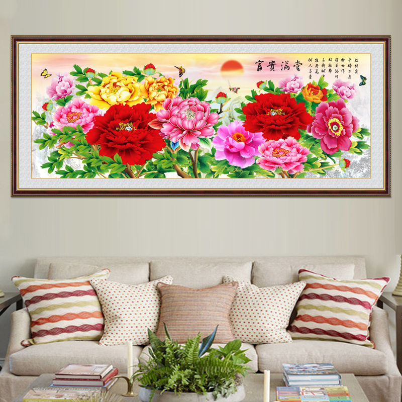 办公室装饰画挂画自粘壁画墙画中式客厅书房背景贴画48富春山富居